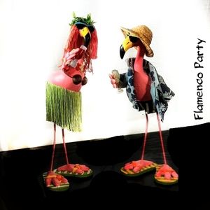 Two wobbly bobble decor flamingos